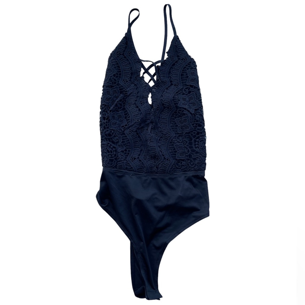 TOBI | Black Backless Lace Up Bodysuit